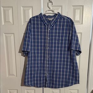 Blue Plaid Men's KingSize Button Down Shirt